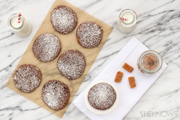 Chocolate crinkle cookies stuffed with caramel