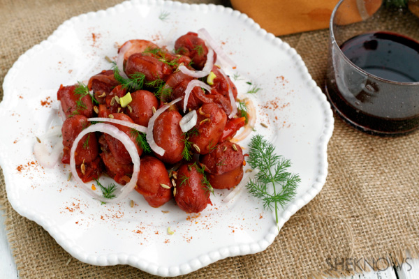 sauteed sausage and onions with cabernet sauvignon