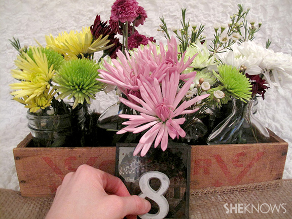 DIY vintage box wedding centerpiece