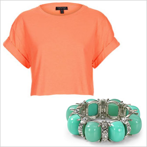 Coral cropped tee