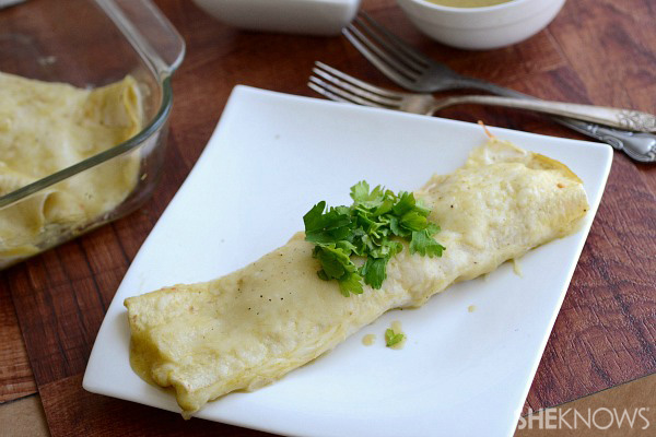 Crock-pot Bloody Mary chicken enchiladas with green sauce