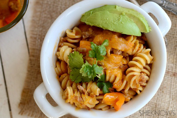 Cheesy beef enchilada pasta