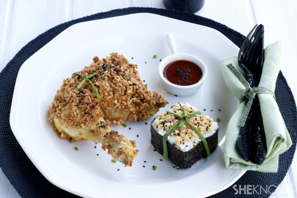 Peanut crusted chicken and peanut rice
