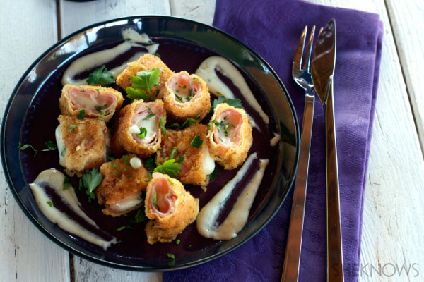 Fried ham and cheese rolls