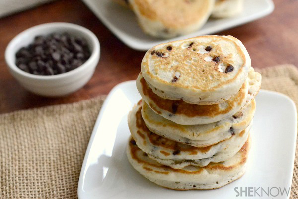 Chocolate chip mini pancake stacks