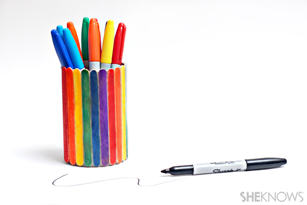 Father's Day craft - Popsicle stick pen cup