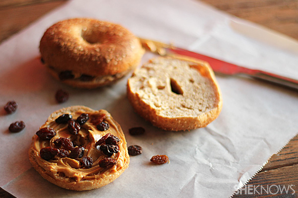 Whole Grain Bagels with Peanut Butter & Raisins