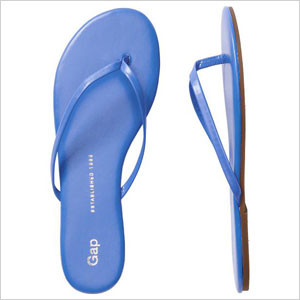 Blue leather flip flop