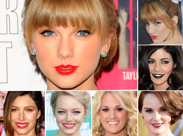 Celebrities wearing a variety of lip colors