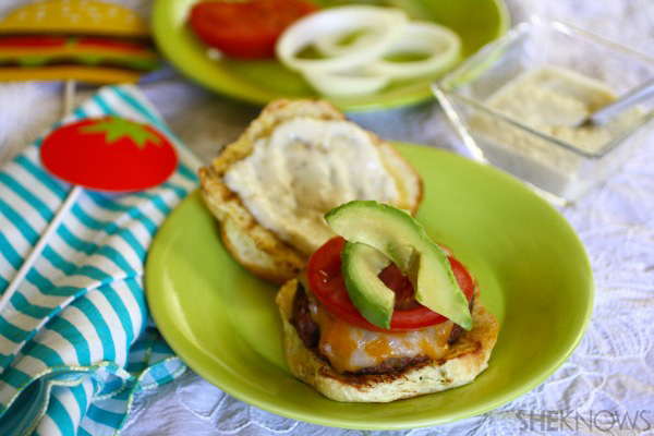 Green chile burgers with chile-lime mayo