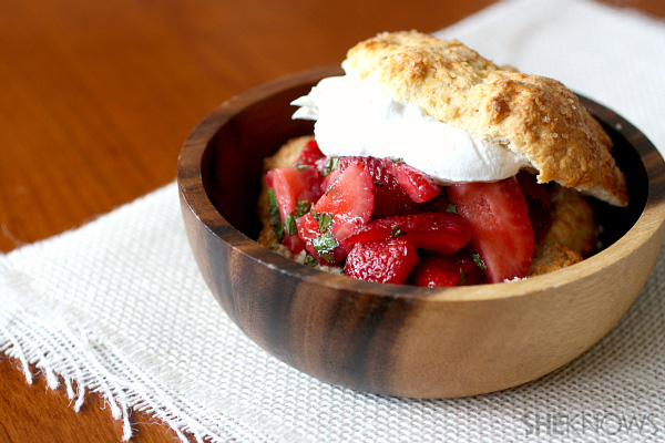 Old fashioned strawberry and mint shortcake
