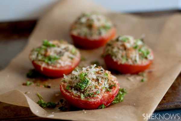 Baked asiago summer tomatoes