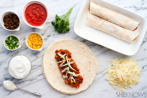 Mushroom and bean burritos