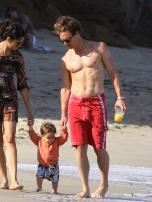 Matthew McConaughey on the beach with his family