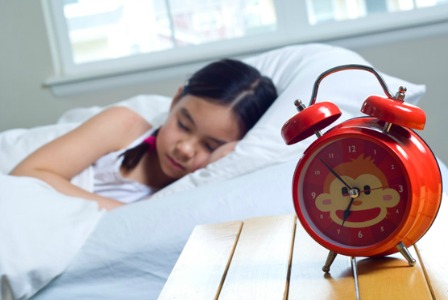 Sleep girl in the morning
