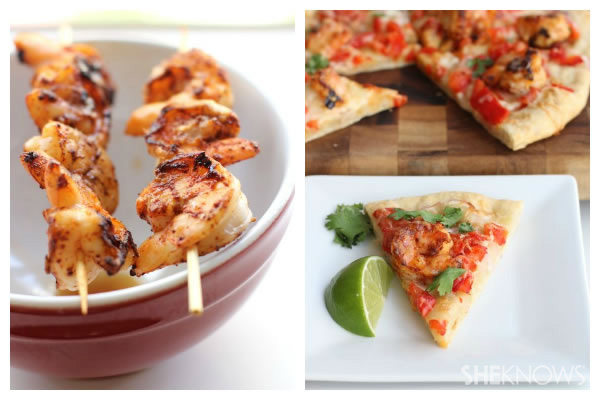 Grilled Chipotle Shrimp and Roasted Red Pepper Pizza