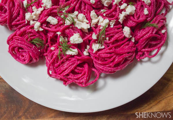 Beet pasta with feta and dill | SheKnows