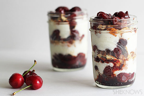 Organic roasted cherry parfaits