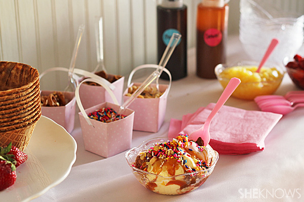 Ice cream sundae buffet with all the toppings