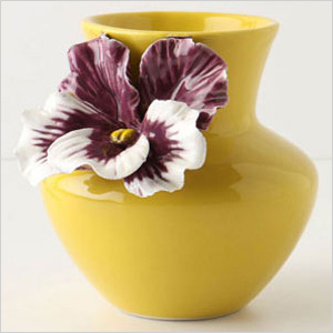 Yellow pansy vase