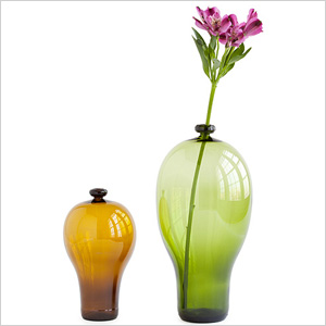 Recycled beer and wine bottle vases