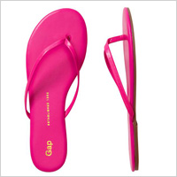 Pink leather flip flops