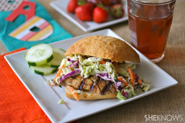 Father's Day grilled jerk fish sandwiches with creamy slaw