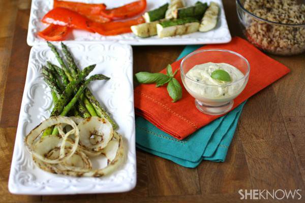 Grilled vegetables with lemon-basil aioli