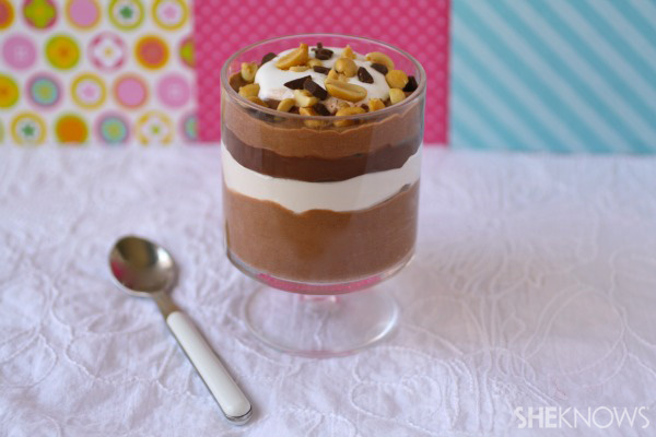 Ice cream inspired Rocky Road parfaits