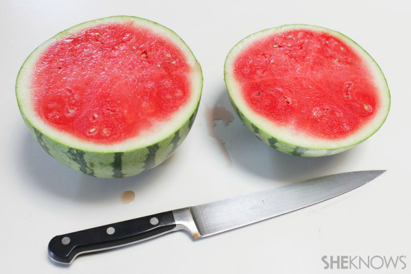 Watermelon grill with fruit kabobs