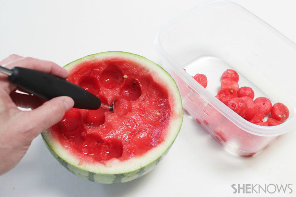 Watermelon grill with fruit kabobs