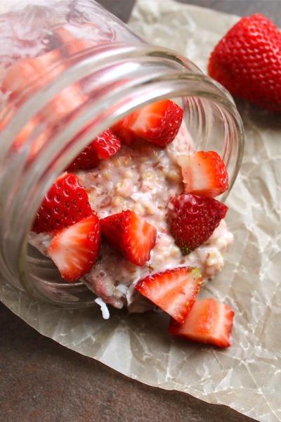 Strawberries & cream overnight steel-cut oats