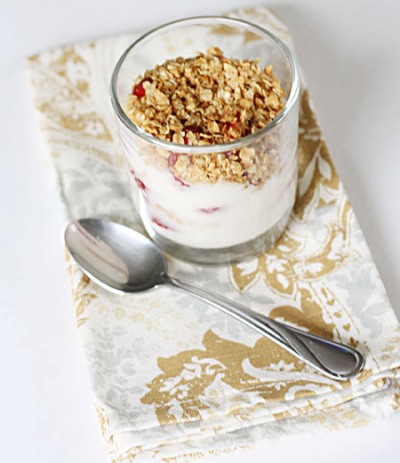 Berry breakfast parfait with simply scrumptious granola