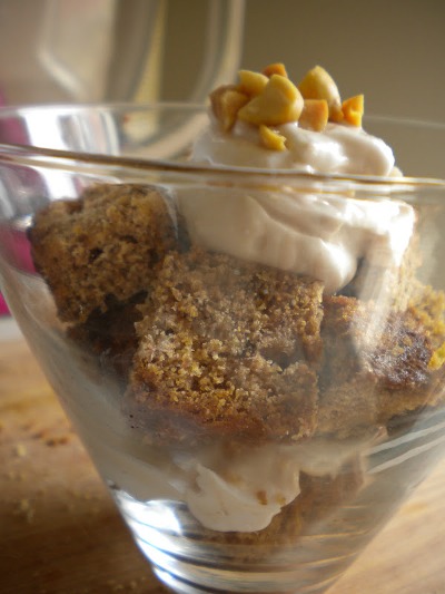Peanut butter banana bread parfait