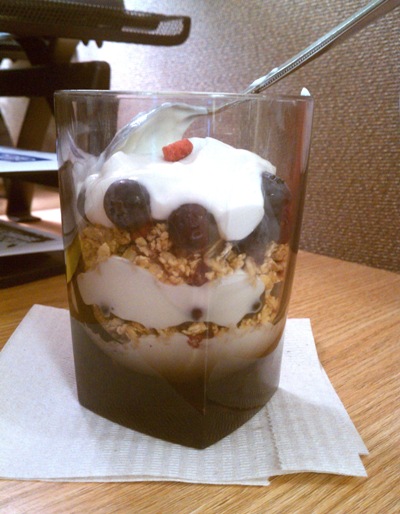 Breakfast parfait with greek yogurt