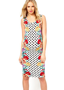 ASOS Maternity Midi Bodycon Dress in Spot Floral