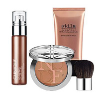 a selection of enhancing powders and liquid illuminators available at Sephora