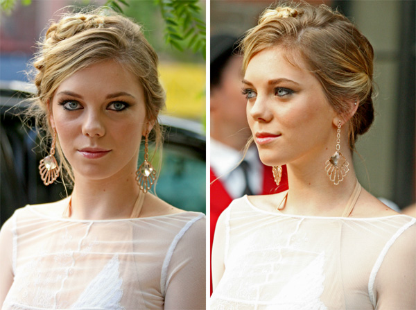 Claire Julien's low knotted Halo braid