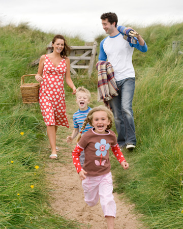 Family having picnic on beach