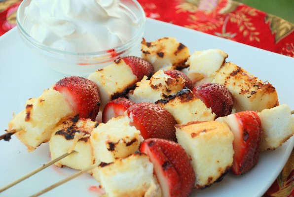 Grilled strawberry shortcake kabobs