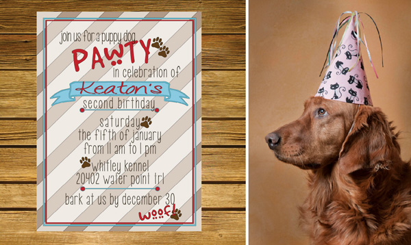 Birthday party invitation for dogs