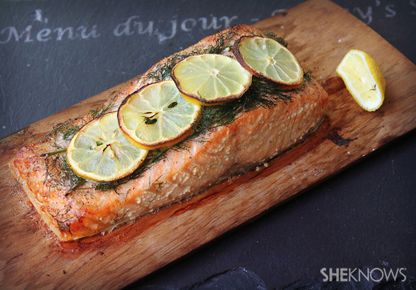 Cedar-planked sake salmon recipe