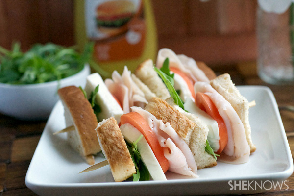 Turkey sandwich kebobs