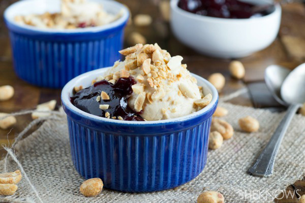 Creamy peanut butter and jelly ice cream