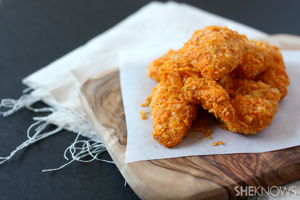 Doritos crusted chicken fingers