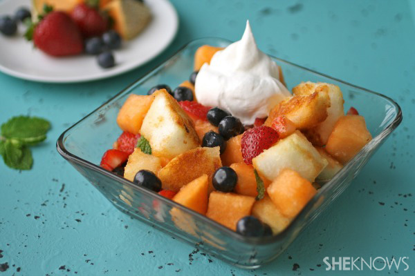 Sweet summer fruit panzanella recipe