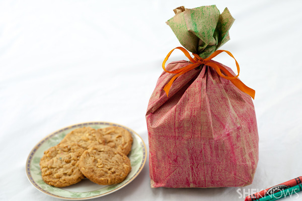 Paper bag apple goodie holder