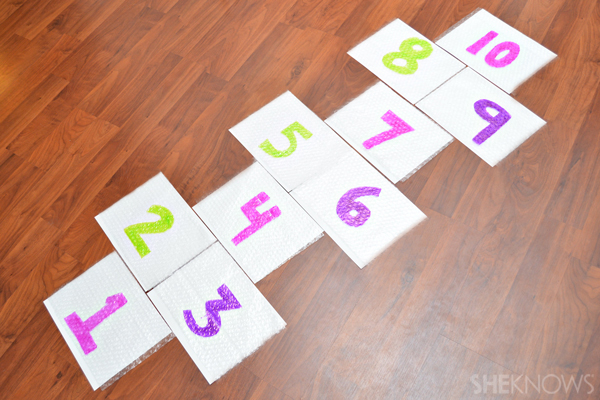Bubble wrap hopscotch