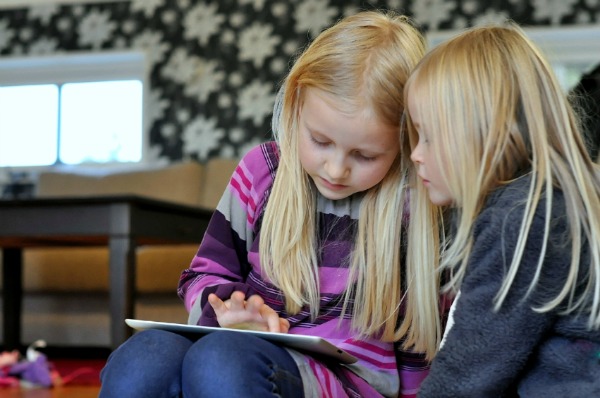 Little girls on iPad