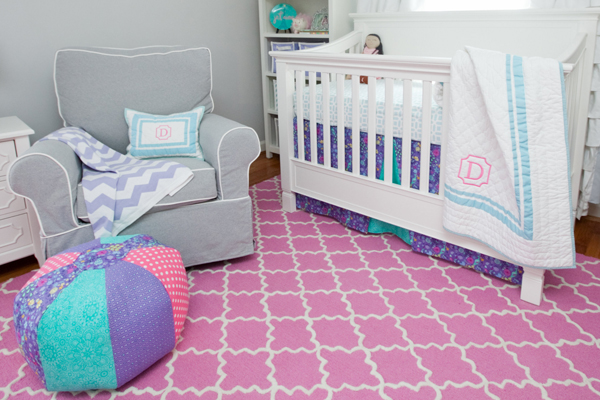 Nursery projects: DIY crib skirt and pouf